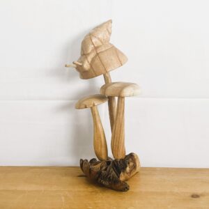 Wooden Snail on Mushroom Statue