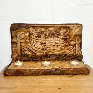 Wooden Boat Scene Candleholder