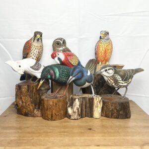 Large Wooden Perched Birds